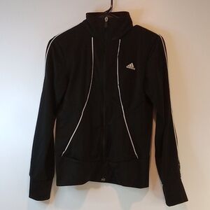 Adidas Full Zip Track Jacket Lightweight Coat Women's Sz Small Black EUC NICE!